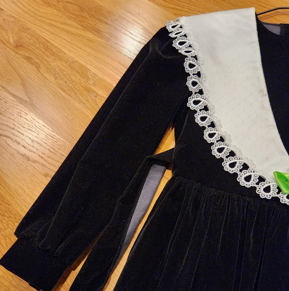 Black Velvet GIRLS Size 8 DRESS - JO LENE BRAND - Picture 7 of 16